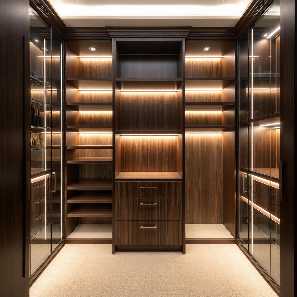Closet com iluminação LED integrada